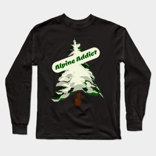 Alpine Addict, Slalom skiing, mountain skiing gifts, alpine tree, alpine life Long Sleeve T-Shirt